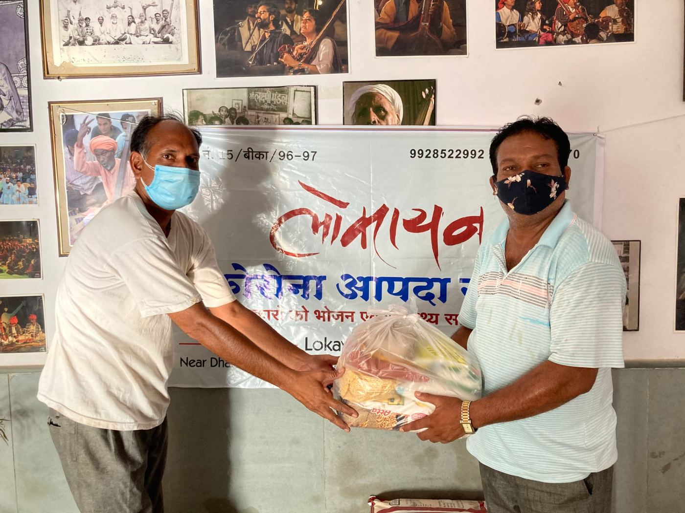 Distribution at Lokayan Sansthan — a long-time community partner in Rajasthan.
